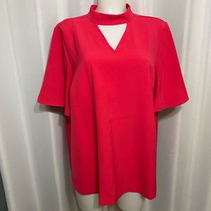 Lane Bryant Hot Pink Keyhole Neck Bell Sleeve Top Size 18